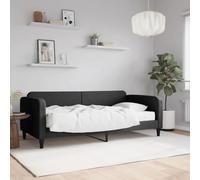Qnhdfrt Lit de jour, avec matelas, 90 x 200 cm, noir, en tissu, 2 en 1, pour invités, cadre en bois et métal, conversion facile, pour salon, chambre à coucher