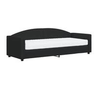 Qnhdfrt Lit de jour avec matelas, canapé-lit 2 en 1 80 x 200 cm, lit d'appoint multifonction avec sommier à lattes, cadre en bois et métal robuste, noir, canapé et lit pour salon et chambre d'amis
