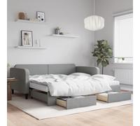 Qnhdfrt Lit de jour extensible, 2 en 1, avec espace de rangement, canapé et lit double, 223 x 110 x 75 cm, gris clair, en tissu polyester et bois massif, pour salon et chambre d'amis