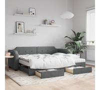 Qnhdfrt Lit de jour, extensible, 2 en 1, avec tiroirs, gris foncé, 90 x 200 cm, en tissu, pour salon et chambre d'amis