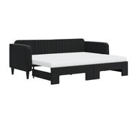 Qnhdfrt Lit de jour extensible avec 2 matelas en mousse, canapé-lit 2 en 1, lit d'invité, lit double, housse en velours, design moderne pour salon, 80 x 200 cm, noir