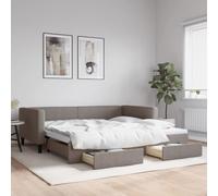 Qnhdfrt Lit de jour extensible, avec espace de rangement, taupe, 100 x 200 cm, 2 en 1, pour chambre d'amis et salon, couleur taupe