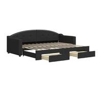 Qnhdfrt Lit de jour extensible, canapé-lit 2 en 1 avec 2 tiroirs, lit d'appoint, lit double, tissu noir, 80 x 200 cm, cadre de lit stable pour salon et chambre à coucher