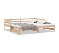 Qnhdfrt Lit de jour extensible en pin massif 80 x 200 cm, lit d'appoint fonctionnel utilisable comme canapé ou lit, canapé-lit stable avec sommier à lattes, bois naturel, non traité