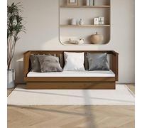 Qnhdfrt Lit de jour, marron miel, 197,5 x 82 x 76 cm, en pin massif, lit d'appoint, lit d'appoint, lit d'appoint avec barreaux de lit à 3 côtés, lit d'appoint robuste, pour salon et chambre à coucher