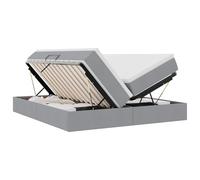 Qnhdfrt Lit de rangement 180 x 200 cm avec matelas et surmatelas, lit rembourré avec coffre de lit hydraulique, lit double avec sommier à lattes, cadre en métal stable, gris clair