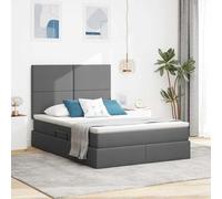 Qnhdfrt Lit de rangement en cuir synthétique - 140 x 200 cm - Gris foncé - Kit complet avec matelas et surmatelas - Canapé-lit moderne design pour chambre d'adolescent, chambre d'amis