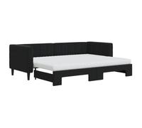 Qnhdfrt Lit de Repos avec Lit Gigogne et 2 Matelas en Mousse 80x200 cm, Canapé-Lit 2 en 1 Moderne en Velours pour Salon et Chambre d'amis, Noir, Structure Bois et Métal