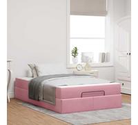 Qnhdfrt Lit double 120 x 190 cm avec revêtement en velours et tiroirs de rangement - Cadre de lit moderne avec matelas - Pour chambre d'adolescent et chambre d'amis, 193 x 120 x 43,5 cm - Rose