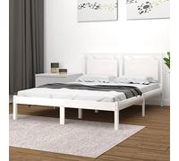 Qnhdfrt Lit en bois massif blanc 120 x 200 cm en pin avec tête de lit et lattes de contreplaqué rouille - Design rustique pour chambre à coucher, lit d'invité ou chambre d'adolescent