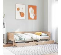 Qnhdfrt Lit gigogne 2 en 1, avec tiroirs, 80 x 200 cm, en pin massif, canapé et lit d'invités, avec sommier à lattes et espace de rangement, design rustique pour salon et chambre à coucher