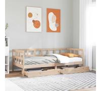 Qnhdfrt Lit gigogne 2 en 1 avec tiroirs, 80 x 200 cm, en pin massif, canapé, lit d'invités, sommier à lattes et espace de rangement, design rustique pour salon et chambre à coucher