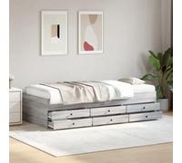 Qnhdfrt Lit gigogne 2 en 1 avec tiroirs, gris sonoma 193 x 78 x 45,5 cm, lit gigogne 2 en 1, canapé et lit d'invités, avec 6 tiroirs en bois pour salon et chambre à coucher