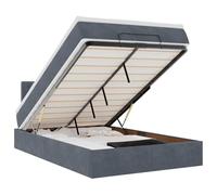 Qnhdfrt Lit ottoman 120 x 190 cm avec matelas et surmatelas, lit rembourré avec espace de rangement, mécanisme de levage hydraulique, velours gris foncé, matelas ergonomique à ressorts ensachés