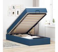 Qnhdfrt Lit ottoman 80 x 200 cm bleu avec matelas à ressorts ensachés et surmatelas - Lit de rangement simple pour chambre d'adolescent et chambre d'amis