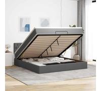 Qnhdfrt Lit ottoman avec matelas, 160 x 200 cm, gris foncé, en tissu, ressorts ensachés, espace de rangement, vérin hydraulique pour chambre à coucher, chambre d'amis