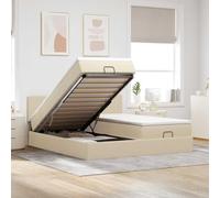 Qnhdfrt Lit ottoman crème 160 x 200 cm, 2 matelas à ressorts ensachés, espace de rangement hydraulique, cadre en métal, montage