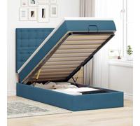 Qnhdfrt Lit ottoman en velours, 90 x 190 cm, bleu foncé, avec matelas et espace de rangement, lit à sommier tapissier, lit d'adolescent, fonction hydraulique pliable, pour chambre à coucher, chambre
