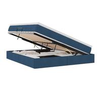 Qnhdfrt Lit rembourré 160 x 200 cm avec matelas et surmatelas, lit de rangement hydraulique avec coffre de lit, lit double moderne avec cadre en métal, lit pour chambre à coucher bleu
