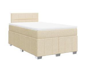 Qnhdfrt Lit Sommier avec Matelas et Surmatelas Crème 120x200 cm | Ensemble complet pour chambre à coucher avec tête de lit réglable, ressorts ensachés et housse de surmatelas lavable.