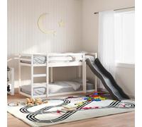 Qnhdfrt Lit superposé avec toboggan et échelle en pin massif, blanc, 90 x 200 cm, robuste, avec rampe de sécurité et design peu encombrant, pour chambre d'enfant et salle de jeux