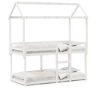 Qnhdfrt Lit superposé avec toit 90 x 190 cm, bois de pin massif, blanc, lit pour enfant comme lit de maison, lit superposé stable pour un sommeil peu encombrant, sommier à lattes inclus