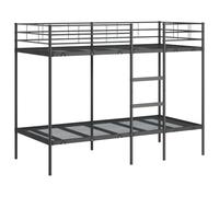 Qnhdfrt Lit superposé en métal 100 x 190 cm - Lit mezzanine stable en acier robuste - Lit double peu encombrant pour chambre d'enfant et d'amis, avec échelle et protection contre les chutes - Noir