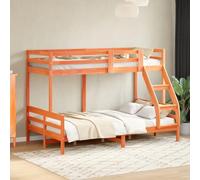 Qnhdfrt Lit superposé, en pin massif, 80 x 200/120 x 200 cm, marron cire, avec barres de sécurité, design peu encombrant pour chambre d'adolescent et chambre d'amis