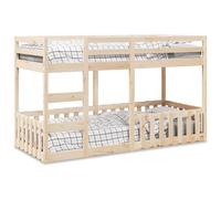 Qnhdfrt Lit superposé en pin massif, 80 x 200 cm, peu encombrant, avec protection anti-chute et échelle intégrée, cadre en bois robuste, pour chambre d'enfant, chambre d'amis ou soirée pyjama