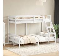 Qnhdfrt Lit superposé en pin massif - Blanc - 207 x 125,5 x 145 cm - 80 x 200/120 x 200 cm - Lit double avec garde-corps - Design moderne - Peu encombrant - Pour chambre d'enfant et chambre d'amis