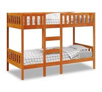 Qnhdfrt Lit superposé, en pin massif, marron cire, 75 x 190 cm, peu encombrant, avec protection anti-chute et échelle, pour invités ou chambre d'enfant