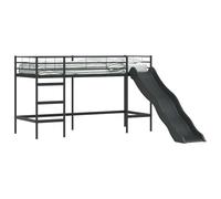 Qnhdfrt Lit Superposé Métal avec Toboggan 75x190 cm Noir Anthracite | Design moderne compact en acier pour chambre à coucher, glissière ludique et structure mate facile à entretenir.