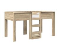 Qnhdfrt Lit superposé pour enfants - 90 x 200 cm - Chêne Sonoma - Lit d'enfant stable en bois - Lit double peu encombrant pour chambres de frères et petits appartements - 203 x 109 x 113,5 cm