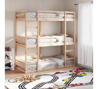 Qnhdfrt Lit superposé triple en pin massif, 90 x 190 cm, robuste, à 3 étages, avec grilles de protection et échelle, peu encombrant, pour chambre d'enfant, chambre d'amis et petites pièces