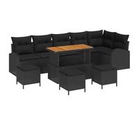 Qnhdfrt Lot de 10 canapés de jardin en polyrotin noir avec espace de rangement, 110 x 55 x 71 cm, design moderne, facile d'entretien, résistant aux intempéries, pour balcon, terrasse et petites pièces