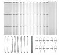 Qnhdfrt Lot de 104 poteaux de clôture en acier résistant aux intempéries pour jardin et terrasse, éléments de clôture robustes en argent, poteaux de balustrade d'extérieur stables pour l'extérieur