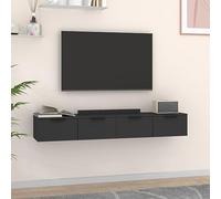 Qnhdfrt Lot de 2 armoires murales avec tiroirs - Noir - 68 x 30 x 20 cm - En bois - Design suspendu classique pour espace de rangement dans le salon, la salle de bain, la cuisine
