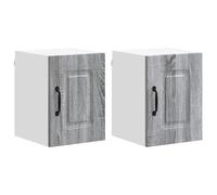 Qnhdfrt Lot de 2 armoires murales de cuisine, compactes, aspect sonoma gris, étagère moderne pour la cuisine, 30 x 31 x 40 cm, design en bois robuste