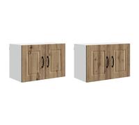 Qnhdfrt Lot de 2 armoires murales de cuisine en chêne Artisan, armoire suspendue moderne pour la cuisine, montage mural, rangement pratique avec 4 portes, matériau en bois robuste, 60 x 31 x 40 cm