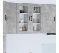 Qnhdfrt Lot de 2 armoires murales de cuisine - Gris béton - 40 x 31 x 80 cm - En matériau dérivé du bois - Avec 6 étagères et 2 portes - Design moderne - Peu encombrant - Pour cuisine, bureau, couloir