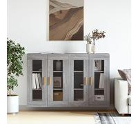 Qnhdfrt Lot de 2 armoires murales en bois avec portes en verre - Armoire suspendue pratique pour le rangement - Dimensions : 69,5 x 34 x 90 cm - Polyvalent dans le salon, la cuisine et le couloir