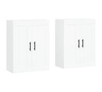 Qnhdfrt Lot de 2 armoires murales en bois - Blanc - 69,5 x 34 x 90 cm - Armoires suspendues modernes avec espace de rangement - Buffet de cuisine et couloir - Pour chambre à coucher, salon