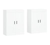 Qnhdfrt Lot de 2 armoires murales en bois blanc - 69,5 x 34 x 90 cm - Buffet de cuisine moderne avec montage mural - Étagère de rangement mince pour salon, couloir, chambre à coucher