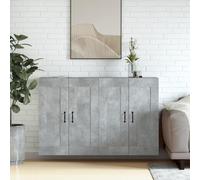 Qnhdfrt Lot de 2 armoires murales en bois gris béton 69,5 x 34 x 90 cm Solution de rangement avec montage mural et buffet pour salon, cuisine, couloir