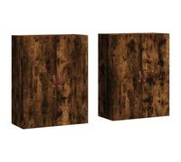 Qnhdfrt Lot de 2 armoires murales en chêne fumé - 69,5 x 34 x 90 cm - Buffet de cuisine avec design moderne - Montage mural peu encombrant - Pour salon, chambre à coucher, couloir