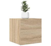 Qnhdfrt Lot de 2 armoires murales pour TV - Chêne Sonoma - 30,5 x 30 x 30 cm - Design moderne - Compartiment de rangement pratique - Montage mural pour le salon