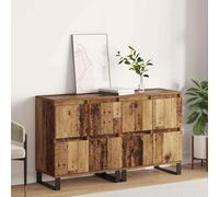 Qnhdfrt Lot de 2 buffets 120 x 35 x 70 cm en bois recyclé avec 8 portes - Commode industrielle pour salon, cuisine, couloir, salle à manger
