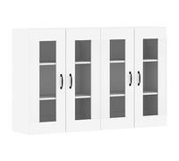 Qnhdfrt Lot de 2 buffets de cuisine - Armoire murale en bois - Blanc - 69,5 x 34 x 90 cm - Avec porte en verre - Salon ou couloir moderne - Pour un espace de rangement supplémentaire