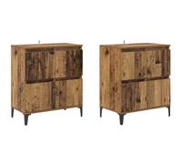 Qnhdfrt Lot de 2 buffets en bois recyclé 60 x 35 x 70 cm avec 8 portes, design moderne, miracle de rangement, robuste et durable, pour cuisine, couloir et salon