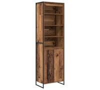 Qnhdfrt Lot de 2 buffets hauts en bois vieilli 60 x 36 x 200 cm en matériau à bois résistant aux rayures avec base en acier robuste buffet industriel moderne pour salon, couloir et chambre à coucher